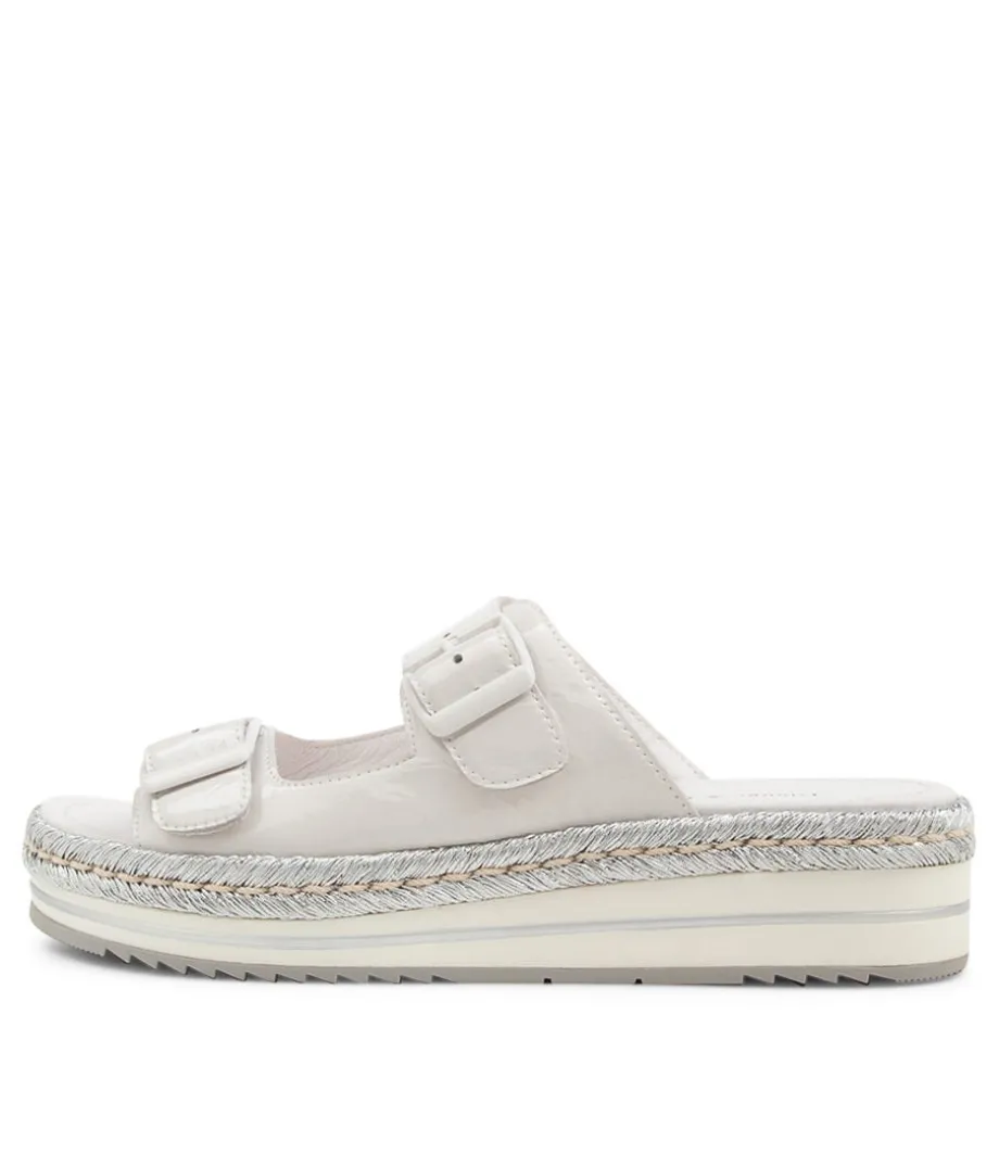 Axel White Silver Rope Patent Leather Sandals