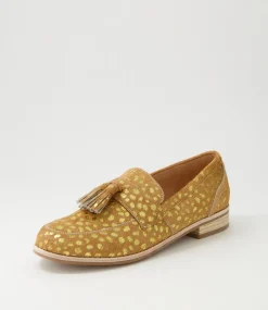 Aydin Camel Gold Dot Leopard Pony Loafers
