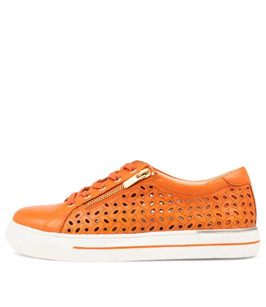 Ayleen W Orange Leather Sneakers