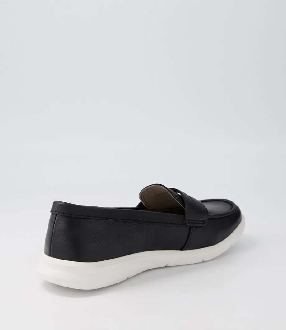 Ayva Washable Penny Black Leather Loafers