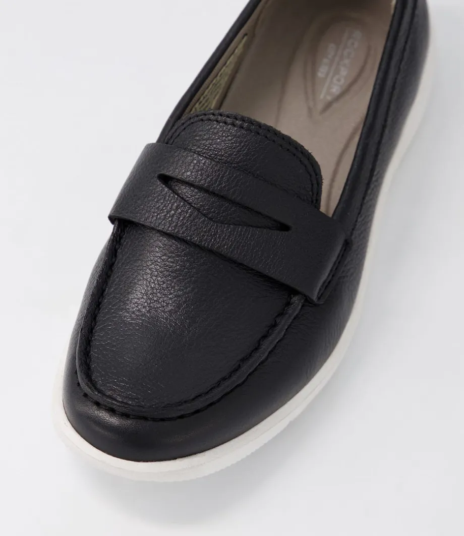 Ayva Washable Penny Black Leather Loafers