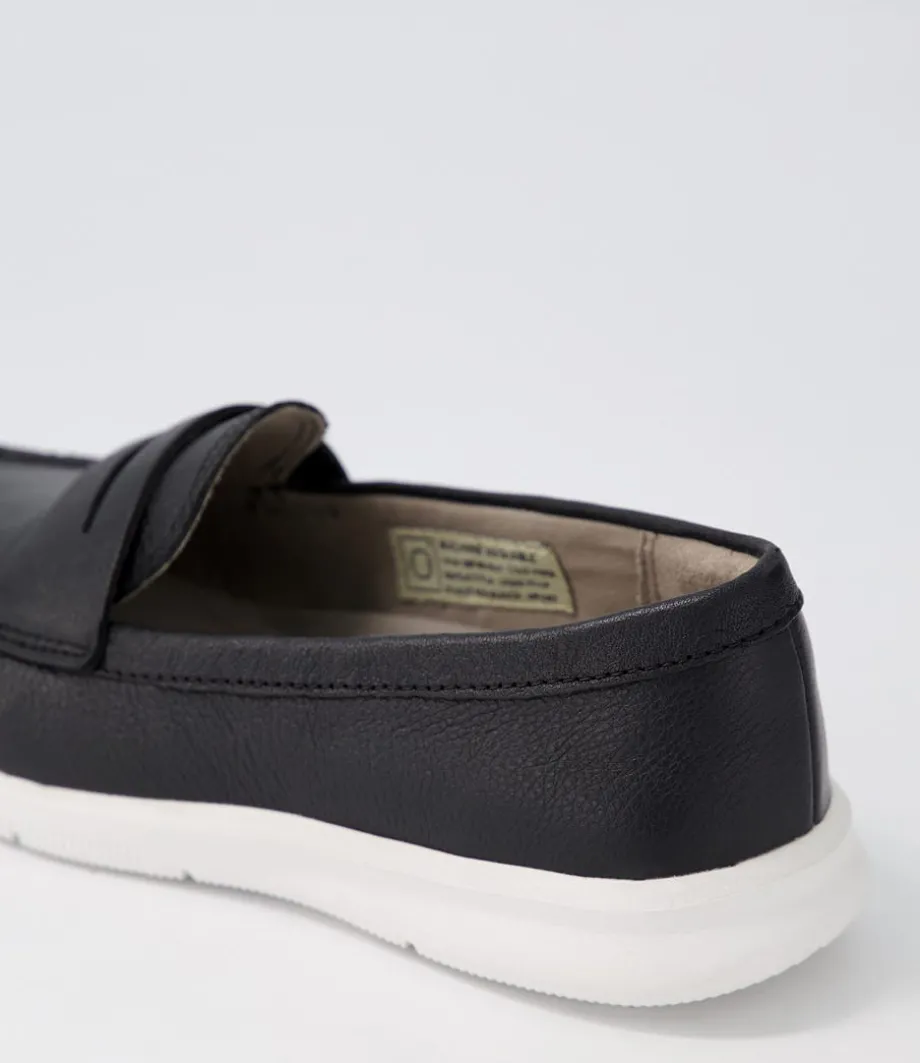 Ayva Washable Penny Black Leather Loafers