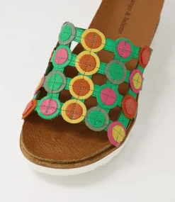 Badabing Spearmint Bright Multi Leather Mukes