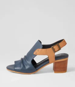 Ballarat Navy Dark Tan Leather Sandals