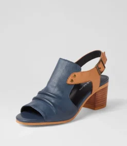 Ballarat Navy Dark Tan Leather Sandals