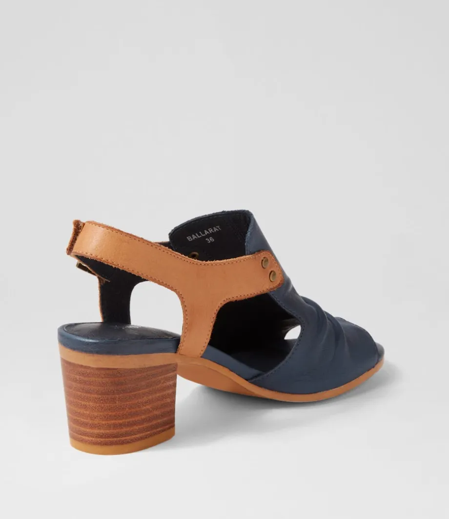 Ballarat Navy Dark Tan Leather Sandals