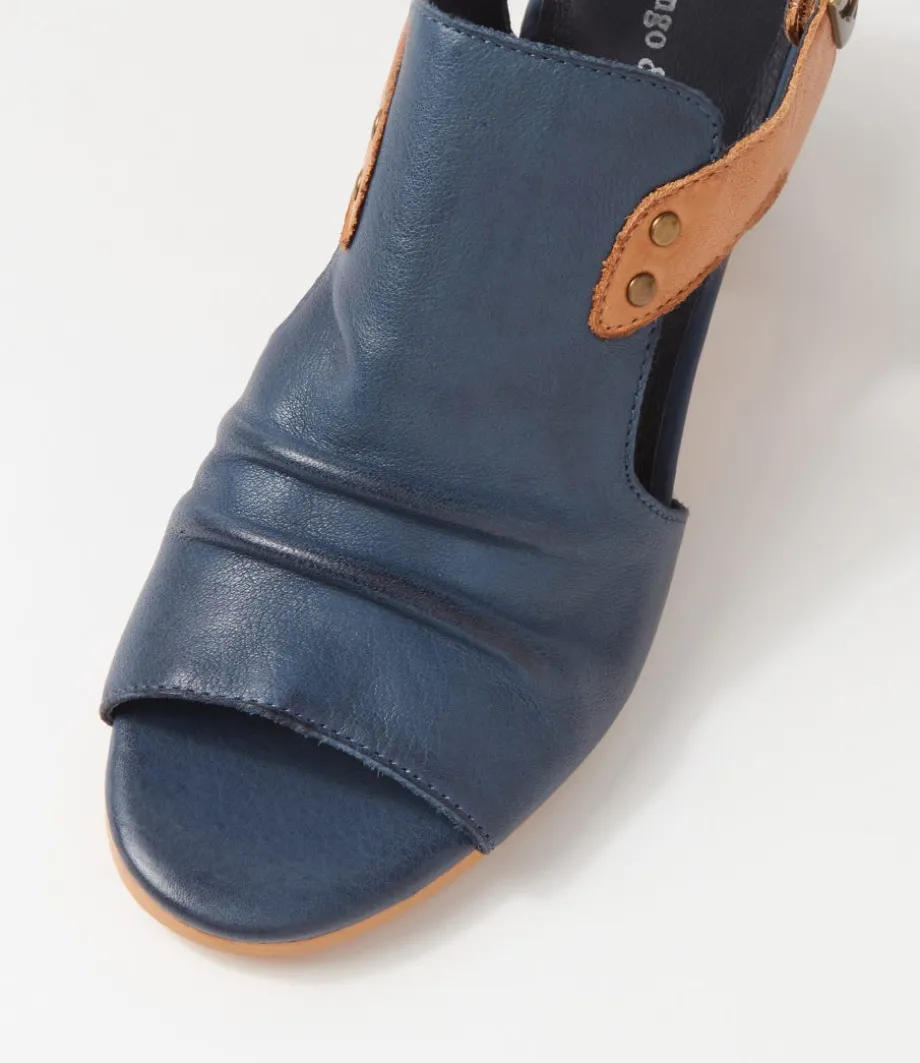Ballarat Navy Dark Tan Leather Sandals