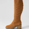 Balt Tan Natural Heel Suede Knee High Boots