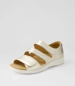 Bardot Xw Pale Gold White Leather Sandals