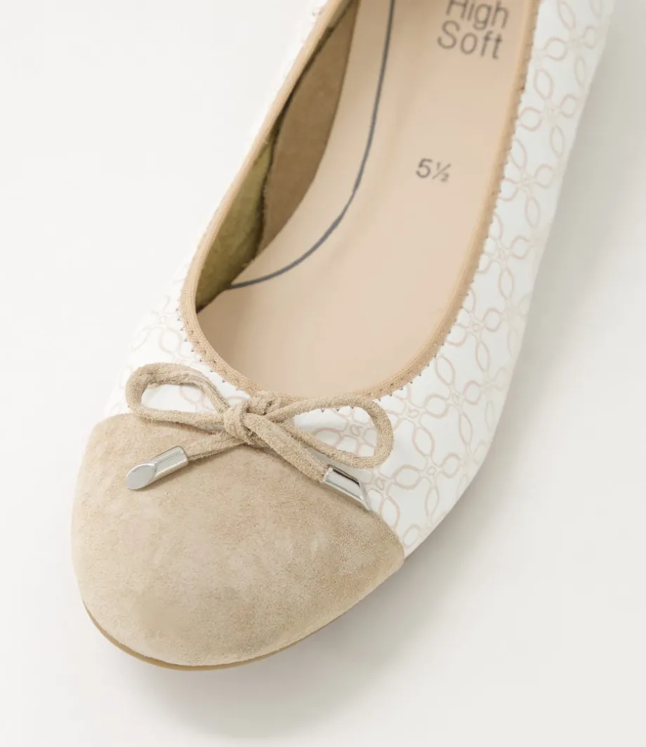 Bari 21 Sand Print Leather Ballet Flats