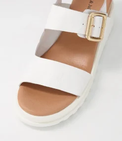 Barmer White Leather Sandals