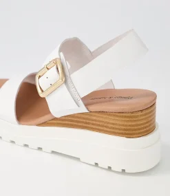 Barmer White Leather Sandals