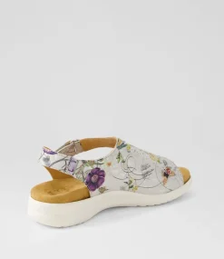 Basma Xw White Fields Leather Sandals