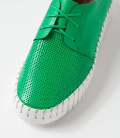 Batu Bright Emerald White Leather Sneakers