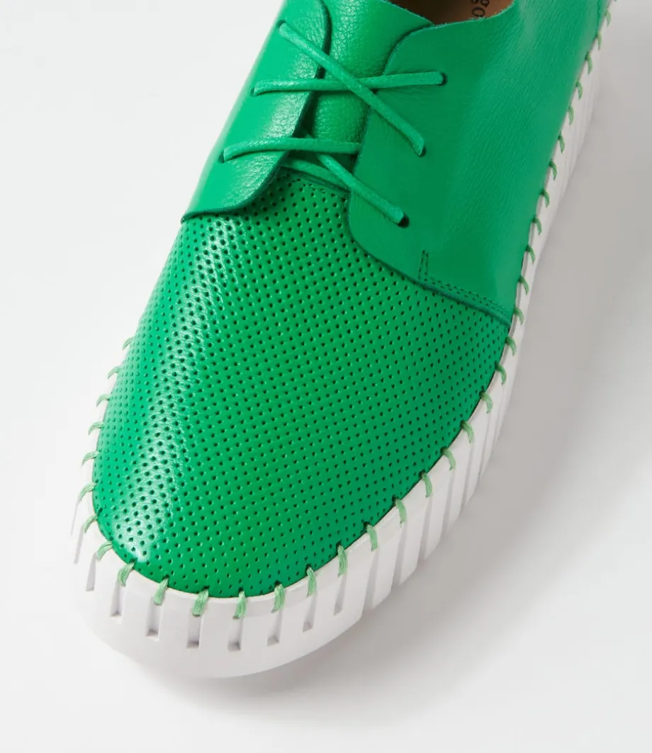 Batu Bright Emerald White Leather Sneakers