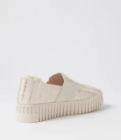 Becca Almond Metallic Cut Leather Sneakers