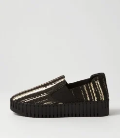 Becca Black Metallic Cut Leather Sneakers