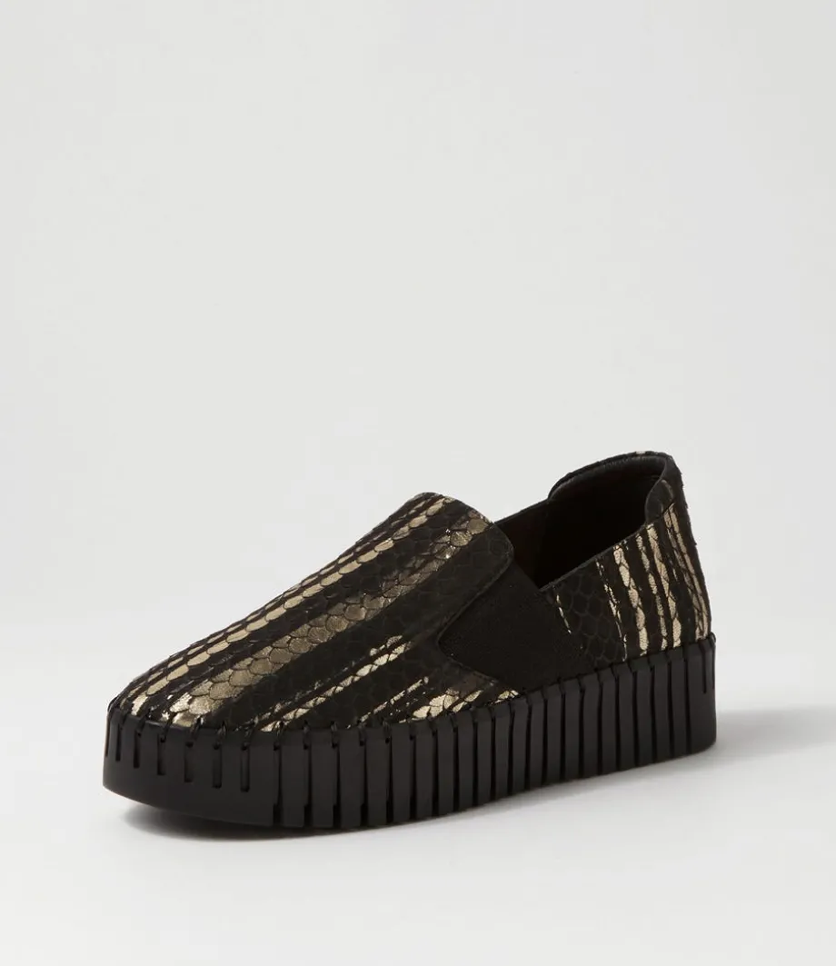 Becca Black Metallic Cut Leather Sneakers