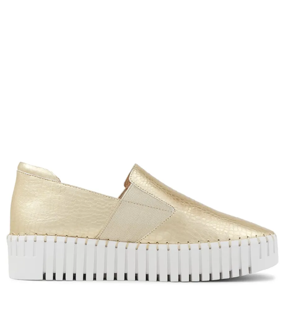 Becca Gold Croco Leather Sneakers Ws