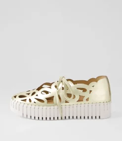 Bello Pale Gold Crush Leather Sneakers