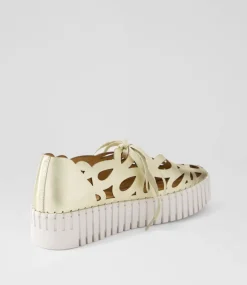 Bello Pale Gold Crush Leather Sneakers