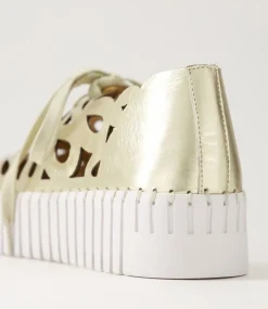 Bello Pale Gold Crush Leather Sneakers