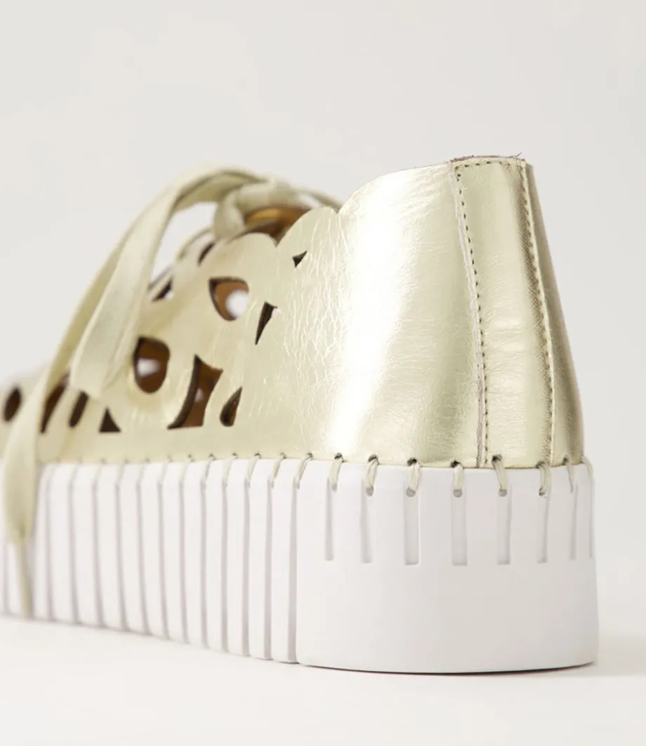 Bello Pale Gold Crush Leather Sneakers