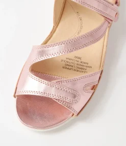 Belta W Rose Metallic Leather Sandals