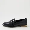 Benza Black Wrinkle Patent Leather Flat Shoes