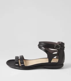 Bethie W Black Leather Sandals