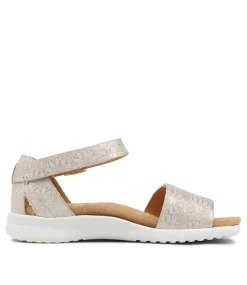 Beverly Xw Gold Daisy Leather Sandals Ws