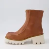 Bilbay Cognac Leather Ankle Boots