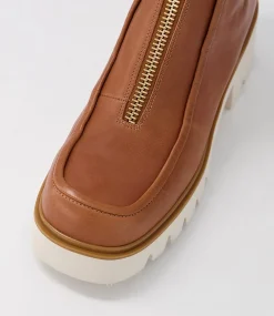 Bilbay Cognac Leather Ankle Boots