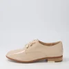 Bipka Latte Wrinkle Patent Lace Up Flats