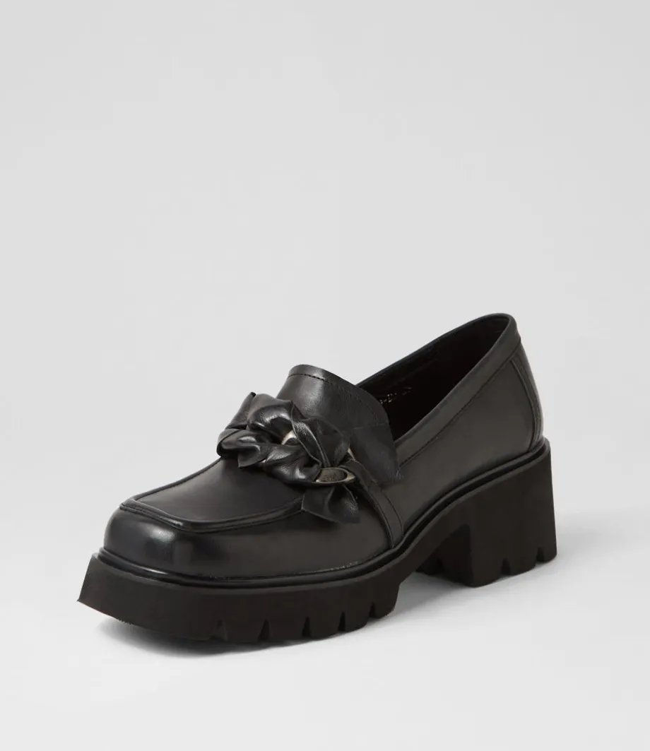 Bizmo Black Leather Heels