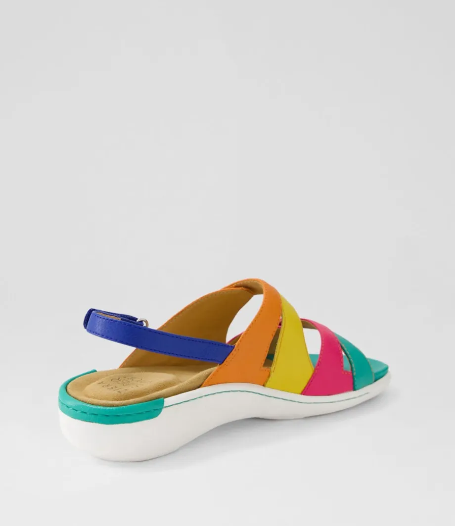 Bizzy W Bright Multi Leather Sandals