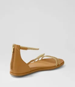 Bonn Tan Jewel Fabric Leather Sandals