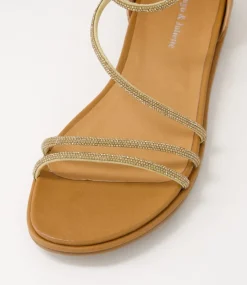 Bonn Tan Jewel Fabric Leather Sandals