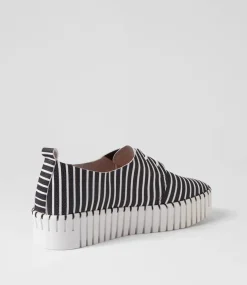 Brenda Black White Stripe Leather Sneakers