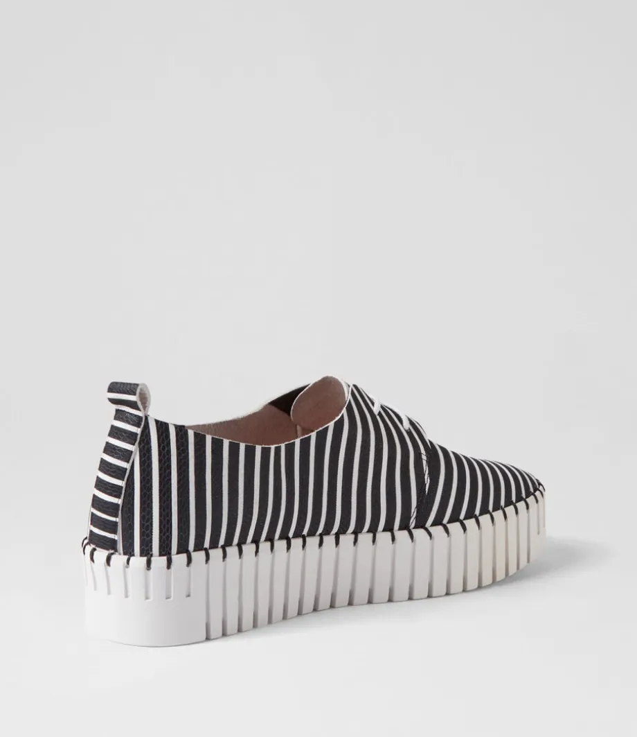Brenda Black White Stripe Leather Sneakers