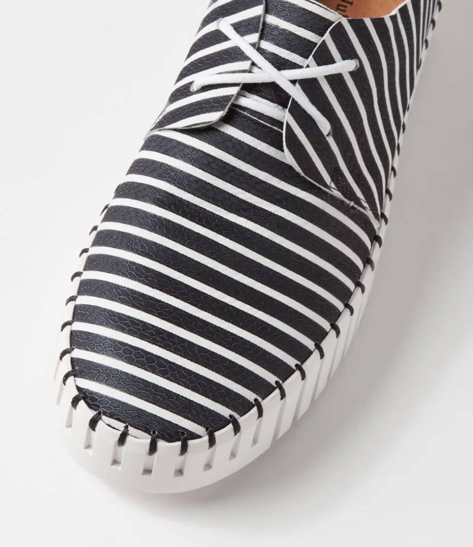 Brenda Black White Stripe Leather Sneakers