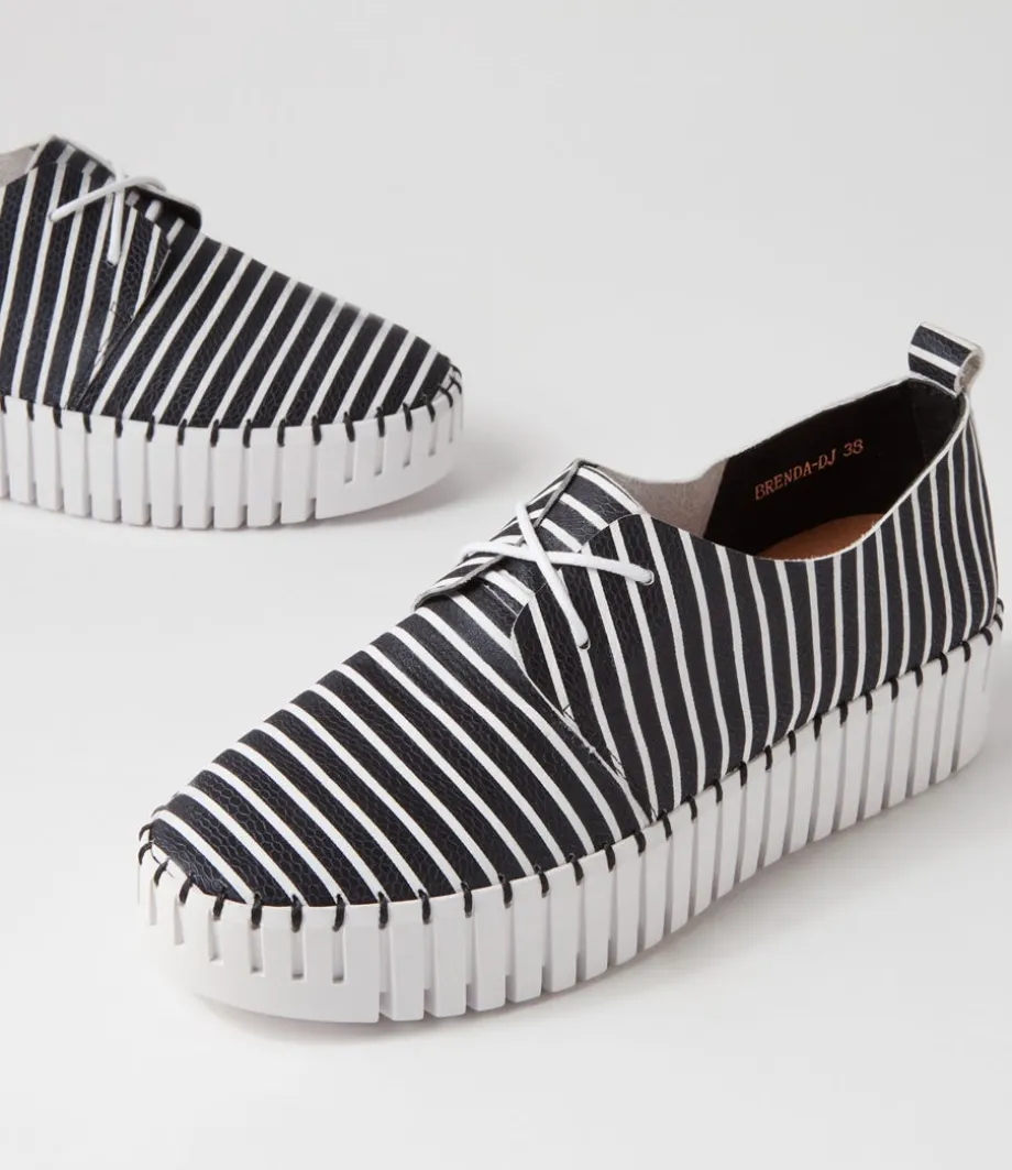 Brenda Black White Stripe Leather Sneakers