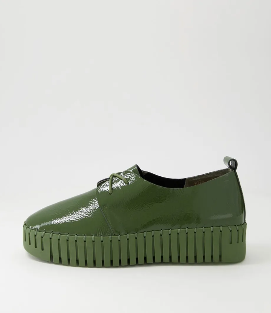 Brenda Khaki Patent Leather Sneakers