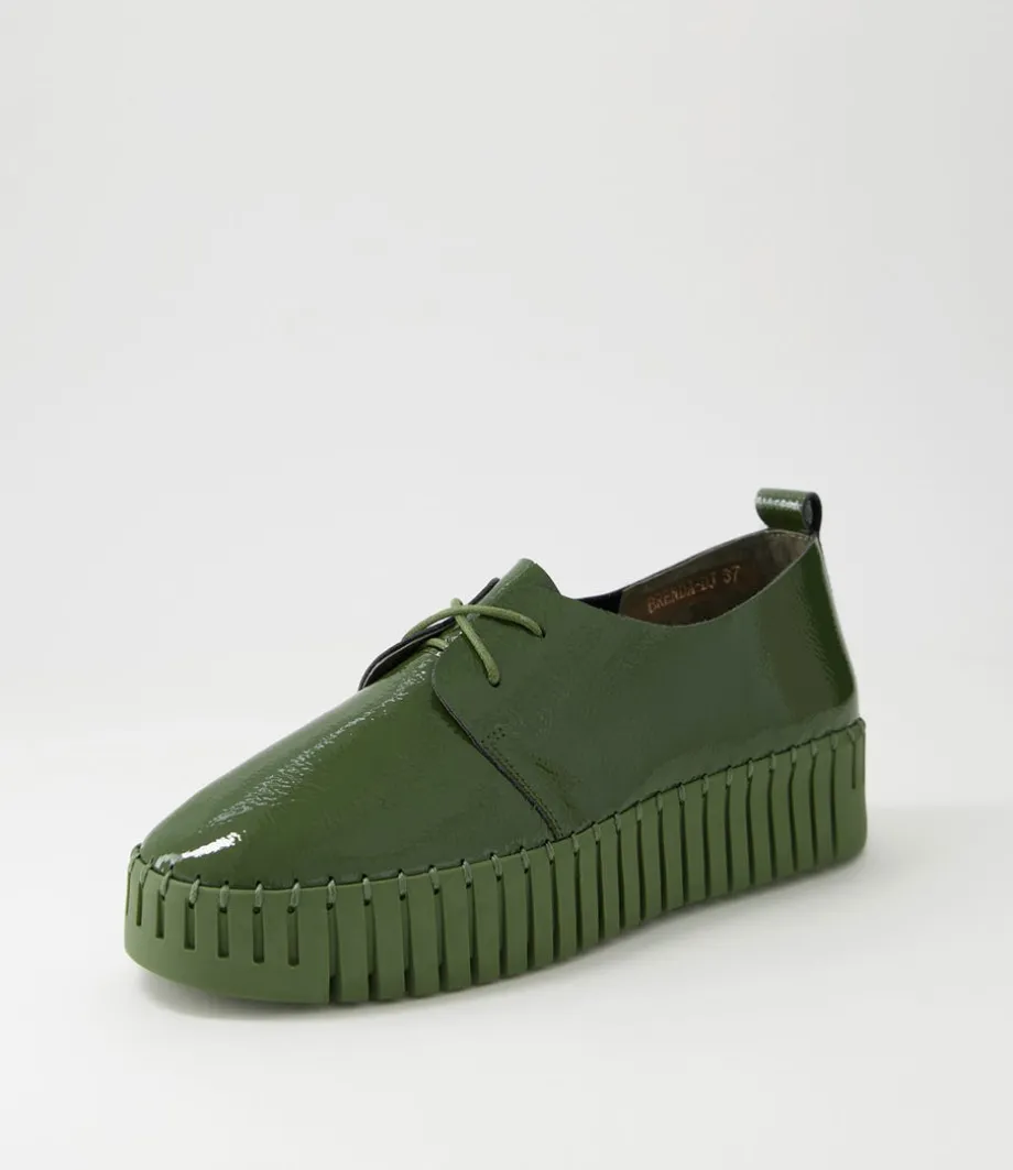 Brenda Khaki Patent Leather Sneakers