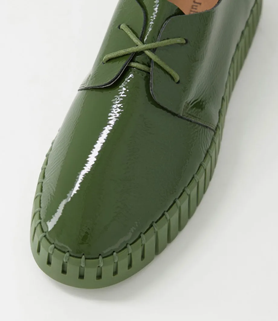 Brenda Khaki Patent Leather Sneakers