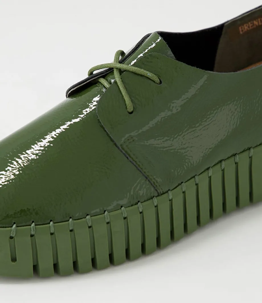 Brenda Khaki Patent Leather Sneakers