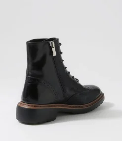 Buford Black Leather Lace Up Boots