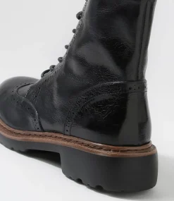 Buford Black Leather Lace Up Boots