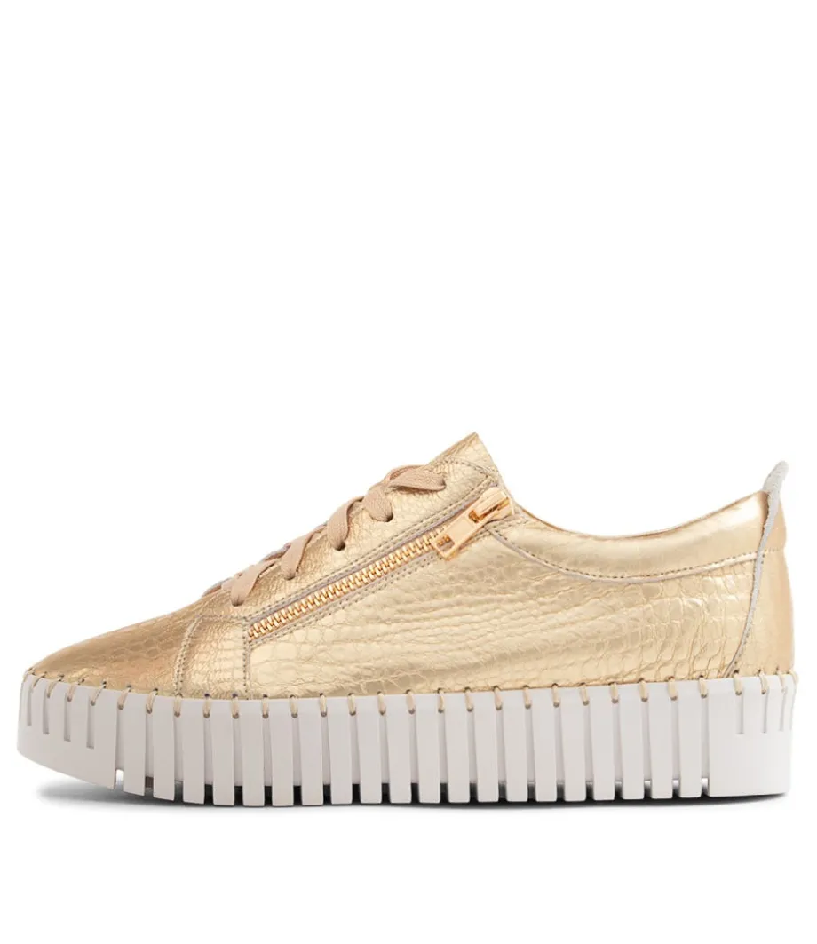 Bump Gold Croco Leather Sneakers Ws
