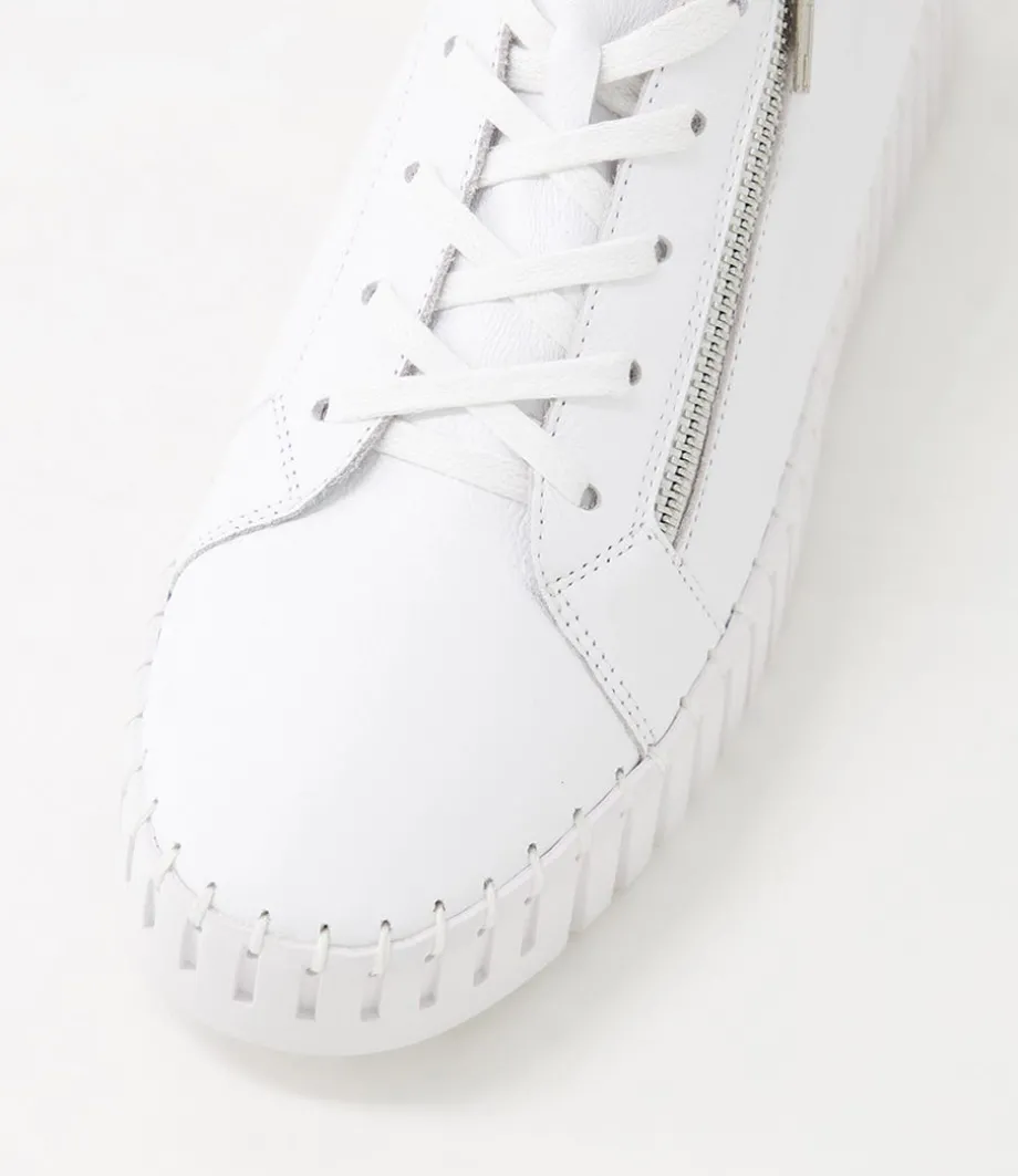 Bump White Leather Sneakers